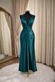 Women's Elegant Sleeveless Evening Dress with Deep V-Neck - 3