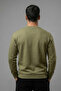 Men's Khaki Sweatshirt with Chest Text Print - 5