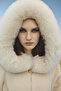 Beige Coat with Collar Detail and Belt 13962
