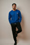 Men's Blue Sweatshirt with Chest Text Print - 3