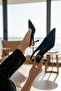 Dolipa Black Suede Side Buckle (8 cm) Pointed Toe Heeled Shoes - 4