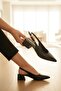 Costa Black Pointed Toe Heeled Ballerina Shoes with Side Buckle (4 cm Heel Length) - 6