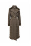 Fur Collar Belt Detailed Brown Coat 13862 - 2
