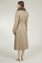 Collar Fur Detailed Mantle Latte Coat 12358 - 5