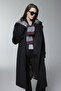 Double-Breasted Collar Quilted Detailed Black Coat 13840 - 7
