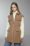 Belted Pocket Detailed Camel Vest 0097 - 4