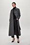 Double Pocket Belted Cashmere Smoked Coat 13659 - 5