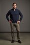 Interview Zippered Half Turtleneck Woolen Gray Navy Blue Knitwear Sweater - 5
