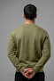 Men's Khaki Sweatshirt with Chest Text Print - 6