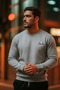 Men's Gray Sweatshirt with Chest Text Print - 2
