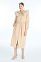 Beige Coat with Collar Detail and Belt 13962 - 8