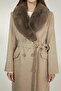 Collar Fur Detailed Mantle Latte Coat 12358 - 2