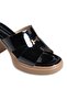 26Y491-5 Women's Premium Patent Leather Slippers with Heel and Platrom Sole - 3