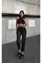 High-Waist Black Embellished Full-Cut Laser-Distressed Mom Jeans