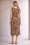 Women's Elegant Animal Print Midi Dress with Sleeveless Design and Waist Detail - 2