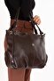 Women's Double Compartment Hand and Shoulder Bag Ald.6756 Brown - 3
