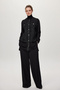 Sequin and Button Detailed Double Black Suit 1682