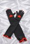 Black and White Long Party Gloves with Hearts - 2