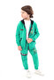 Boy's 2-Piece Set Printed Hooded Zippered Pocket Sweatshirt & Elastic Waistband C - 2