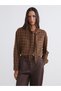 Trendlucky with a Difference in Color Scarf Collar Plaid Women's Shirt