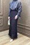 Women's Brown Lace Fabric Maxi Length Hijab Skirt - 2