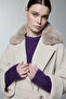 Beige Coat with Fur Collar and Belt Detail 14086 - 3