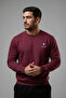 Men's Chest Lettering Printed Burgundy Sweatshirt - 2