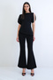 Black Asymmetrical Cut Knitted Blouse with Back Zipper and Spanish Flare Pants Set Alc-X15267 - 3