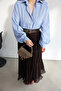 Women's Premium Quality Striped Oversize Balloon Sleeve Shirt - Blue - 6