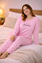 Women's Plus Size Long Sleeve Casual Pajama Set – Soft Textured Comfortable Loungewear - 2