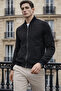 Men's Trend Slim Fit Unlined Nubuck Suede Black Jacket - 4