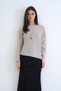 Beige Boat Neck Embossed Textured Knitwear Blouse Alc-X15278 - 3
