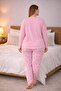 Women's Plus Size Long Sleeve Casual Pajama Set – Soft Textured Comfortable Loungewear - 5