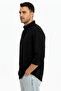 Men's Etamin Linen Oversize Shirt Black - 4