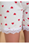 Women's Romantic Heart Patterned Cotton Lace Strap Shorts White Pajama Set Stylish Nightgown Dressing Gown - 5