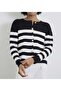 Women's Striped Crew Neck Buttoned Soft Textured Knitwear Cardigan New - 4