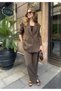 Women's Brown Oversize Double-Breasted Blazer Jacket Double Button Office Stylish Jacket - 2
