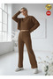 Women's Light Brown Knitwear Trousers Single Bottom S-M-L Compatible Flexible One Size