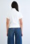 White Stand Collar Zippered Half Sleeve Ottoban Blouse Alc-X15295 - 5