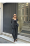 Women's Black Oversize Double-Breasted Blazer Jacket Double Button Office Stylish Classic Jacket - 3