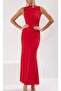 Red Bodycon Lined Tulle Knitted Dress 1676 - 3