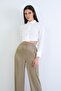 Ecru Wide Cuff Crop Satin Shirt Alc-X15264 - 4