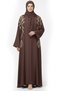 2 Pieces Women’s Abaya With Hijab Inner And Sheila Stylish Leaf Embroidery Long Sleeve Muslim Abaya