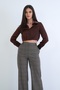 Brown Wide Cuff Crop Satin Shirt Alc-X15264 - 4
