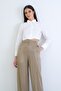 Ecru Wide Cuff Crop Satin Shirt Alc-X15264 - 2