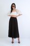 Brown Lace Detailed Lined Maxi Length Tulle Skirt Alc-X15263 - 4