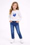 Girl's Heart Embroidered Combed Cotton Top with Elastic Waist Jeans 2-Piece Set - 2
