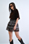 Brown Leather Belted Layered Ruffled Zippered Woven Skirt Alc-X15257 - 6
