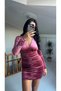 V-neck velvet dress with pleates - 2