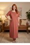 New Season Tan Summer Full Length Buttoned Short Sleeve Special Design Plus Size (Oversized) Nightgown - 6
